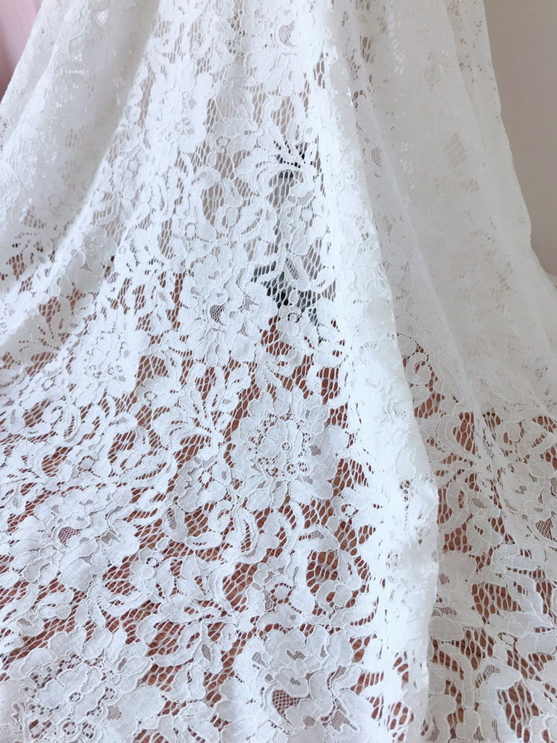 Retro Chic French Lace Soft Floral Chantilly Lace Fabric for | Etsy