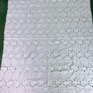 Cotton fabric, off white eyelet fabric by the yard, eyelet embroidered dress lace fabric, cotton eyelet fabric image 7