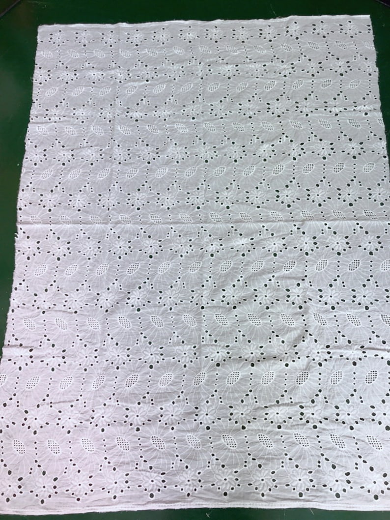 Cotton fabric, off white eyelet fabric by the yard, eyelet embroidered dress lace fabric, cotton eyelet fabric image 7