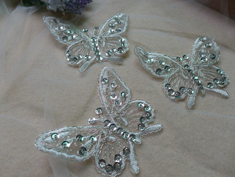 Beaded Applique Butterfly Lace Applique Ivory Butterfly Etsy