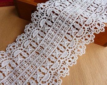 Retro Crochet Lace Off white Lace Trim Wide Cotton Fabric Lace 4.92" wide one yard