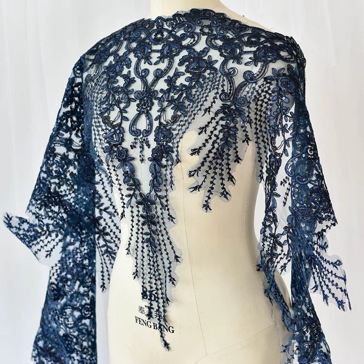 Alencon Corded Lace Sparkling Sequins Lace Trim for Wedding | Etsy
