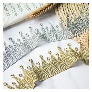 Gold / Silver Venice Crown Lace Trim for Lace Choker, Crown Headband, Wedding Gown Decor Supplies