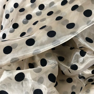 2CM Polka Dots Fabric, Sheer Organza Black Polka Dot Lace Fabric, Retro Flocking Dots Organza Tulle Fabric image 10