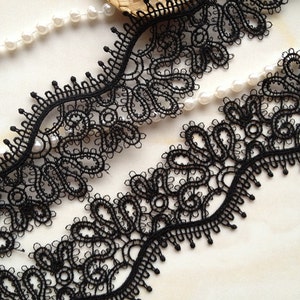 Venise Lace Trim, Black Lace Trim, Exquisite Lace Trim, Black Wedding Lace