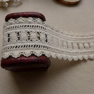 Antique Cotton Lace Trim, Beige Lace Trim, Embroidery Lace, Doll Dress Lace, Altered Costumes