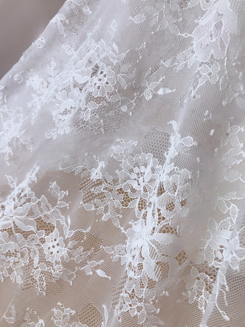 Chantilly Lace Elegant French Lace Fabric White Eyelash Trim | Etsy