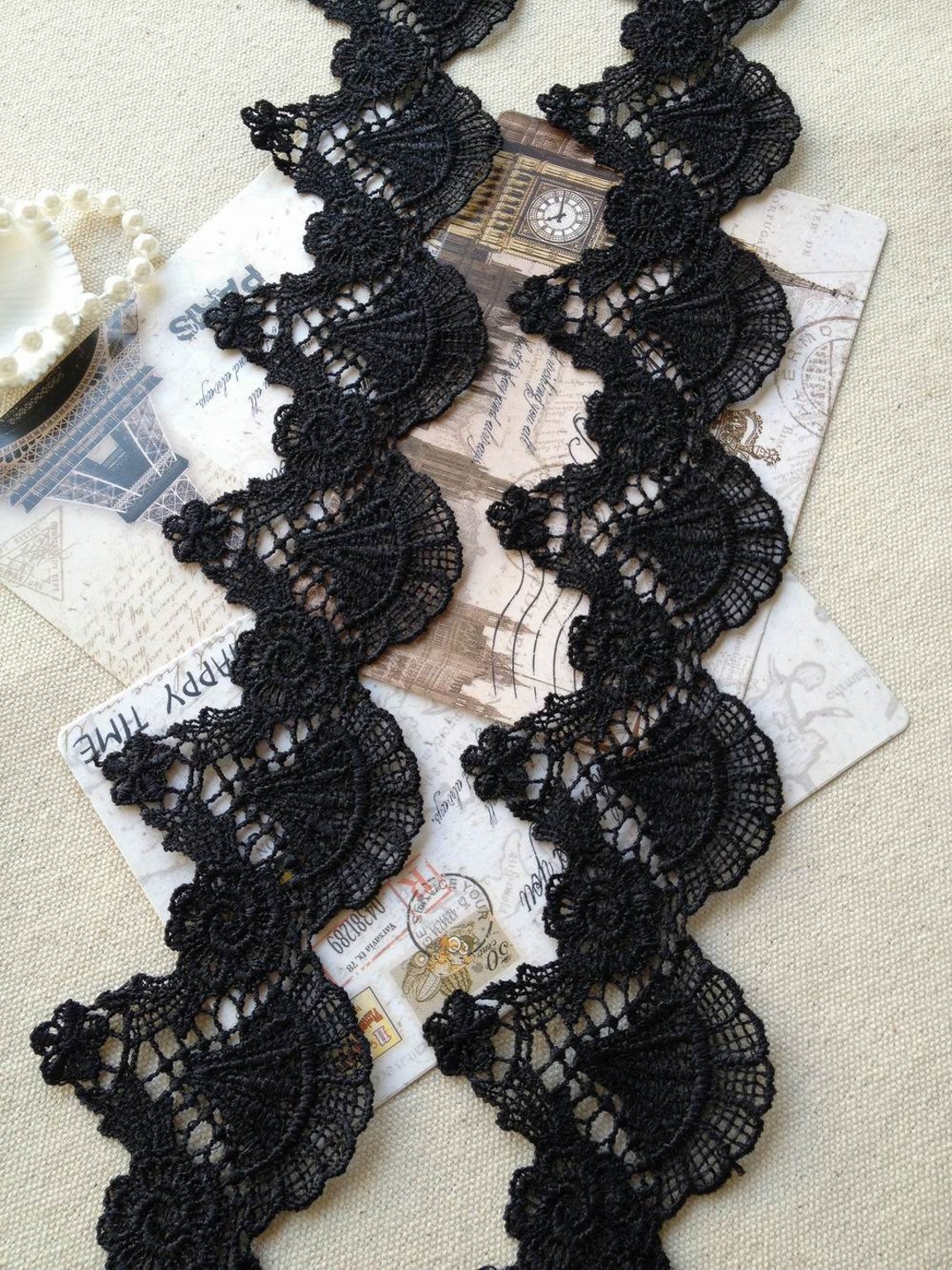 1 Yard Black Lace Shell Trim Chic Venise Lace Trims for Costume, Gowns ...