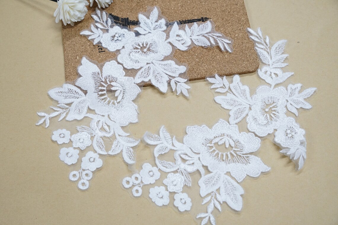 Off White Lace Flower Applique Bridal Appliques Wedding Lace Etsy