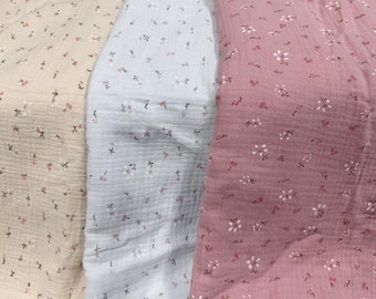 Double Cotton Gauze Fabric, Soft Cotton Floral Crepe Fabric for Home textile, Babies, Apparel