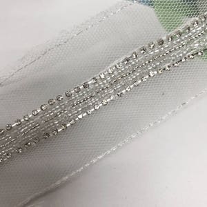 Rhinestone Trim by the yard, Pearl Beaded Trim for Bridal Sashes, Headbands, Wedding Cake Decoration