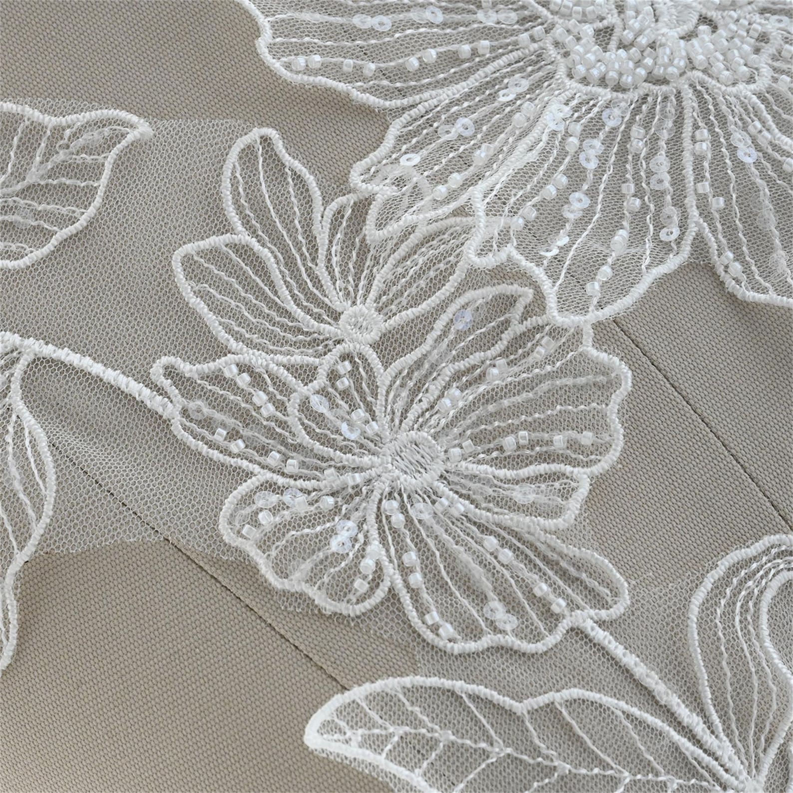Lace Flower Appliqued Ball Gown Ivory main image 1