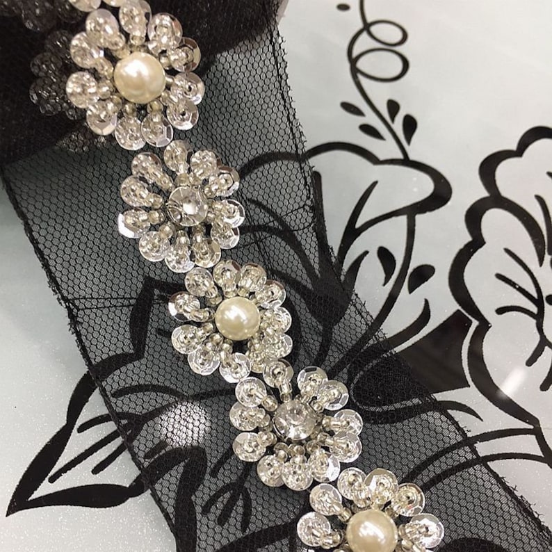 Bridal Beaded Trim for Wedding Veil Evening Gown Headbands Etsy