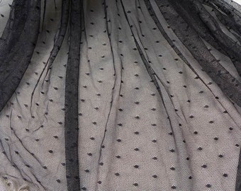 Black Elastic Tulle Fabric, Soft Dots Stretch Fabric, Baby Dresses Fabric, Lingerie Costume design