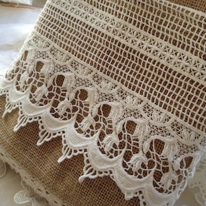 Cotton Lace Trim, Retro Crochet Lace, Off White Cotton Lace, Hollow-out Lace Trim