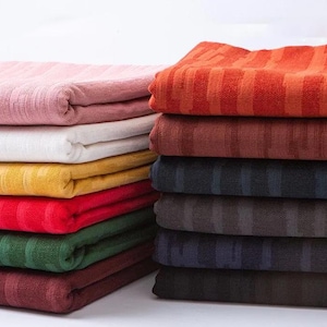 8 colores: tela de lino y algodón suave y gruesa cortada a medida, tela de rayas con caída pesada, tela de lino para pantalones, blazers y decoración del hogar.