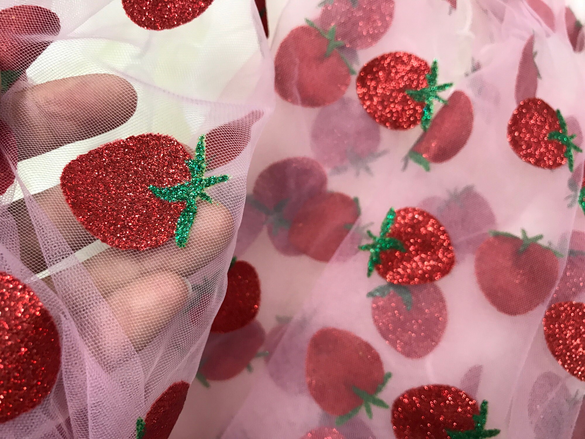 glitter strawberry tulle