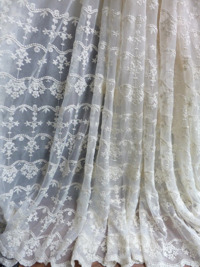 Cotton Lace Vintage Floral Lace Fabric in Ivory for Wedding - Etsy