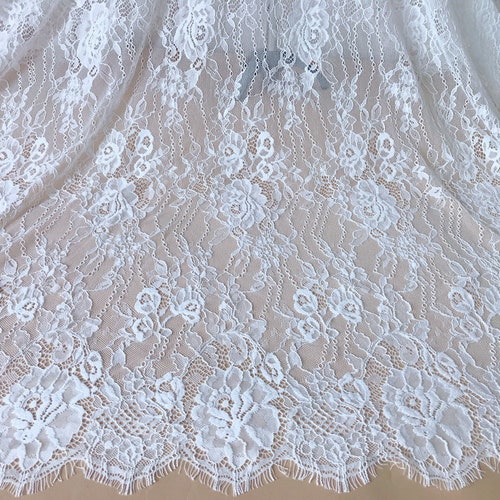 Elegant French Chantilly Lace White Floral Scalloped Lace - Etsy