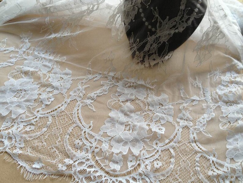 Chantilly Eyelash Lace Fabric in White for Wedding Gowns - Etsy