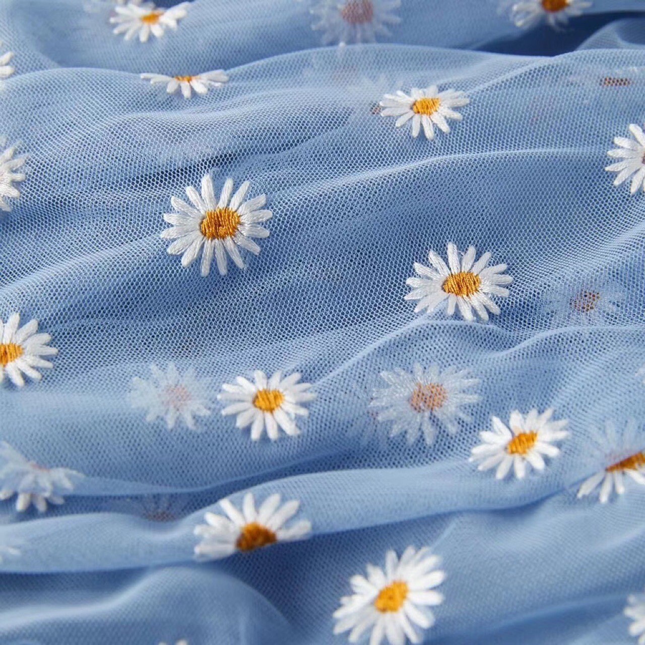 7 colors Daisy Flower Lace Soft Mesh Embroidered Fabric for | Etsy