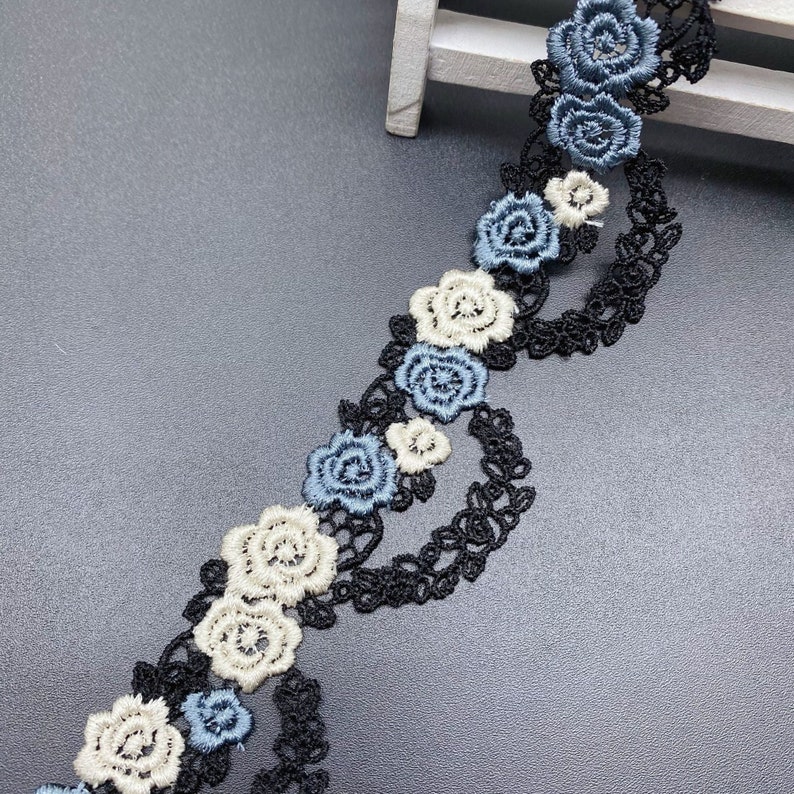 Twotone Rose Flower Trim Venice Sewing Lace for Wedding Etsy