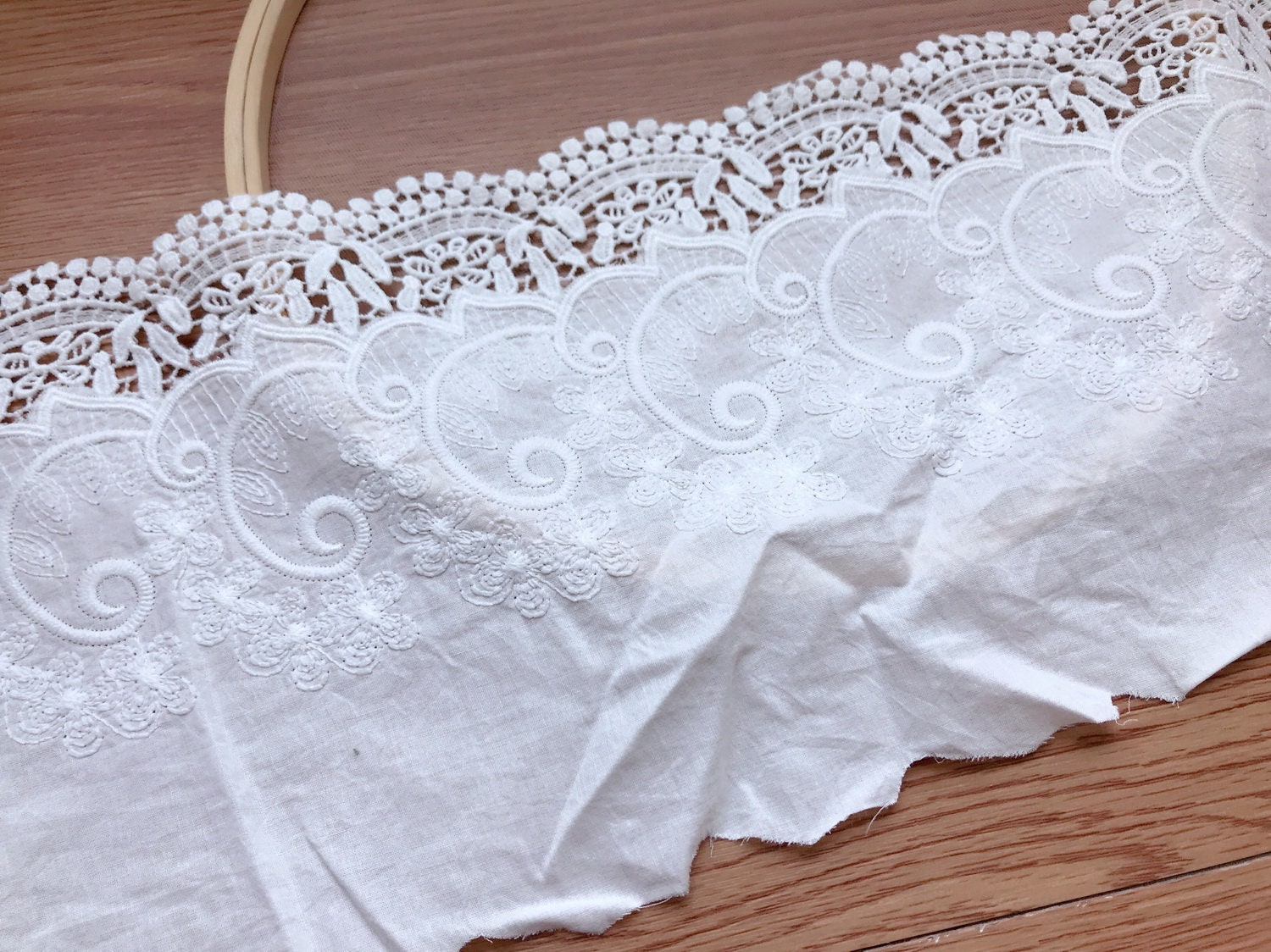 Off White Cotton Scalloped Lace for Boho Dress Lace Curtains - Etsy