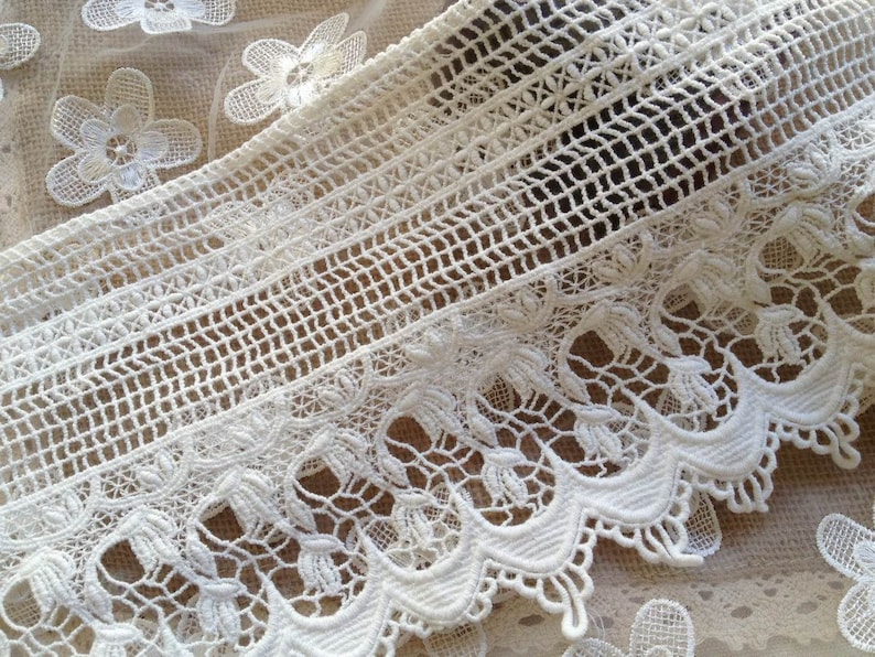 Cotton Lace Trim Retro Crochet Lace White Cotton Lace | Etsy
