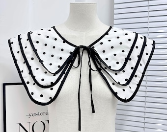 Polka Dot Fake Kragen, dreilagiger Kragen, Abnehmbarer Fake Kragen, Kleid Dekor Applikation Kragen, süßer Schalkragen