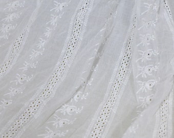 Off white Embroidery Cotton Eyelet Fabric for Wedding Boho Dress, Baby Dress, Tops or Skirts