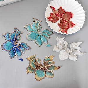 3Pcs Sequins Flower Sewing Appliques for Lyrical Dance, Prom, Evening Dress or Costumes - 9 Colors