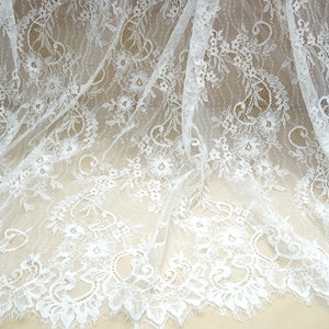 White Chantilly Fabric French Lace Soft Floral Eyelash - Etsy