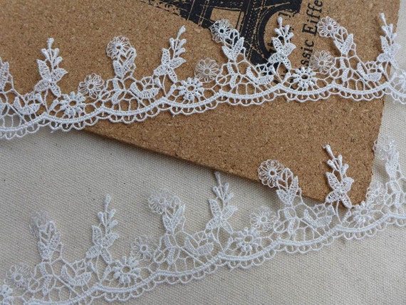 White Floral Lace Trim, Victorian Lace Trim, Venice Scalloped Lace Fabric  Trim, Jewelry Lace Bridal Design - Etsy