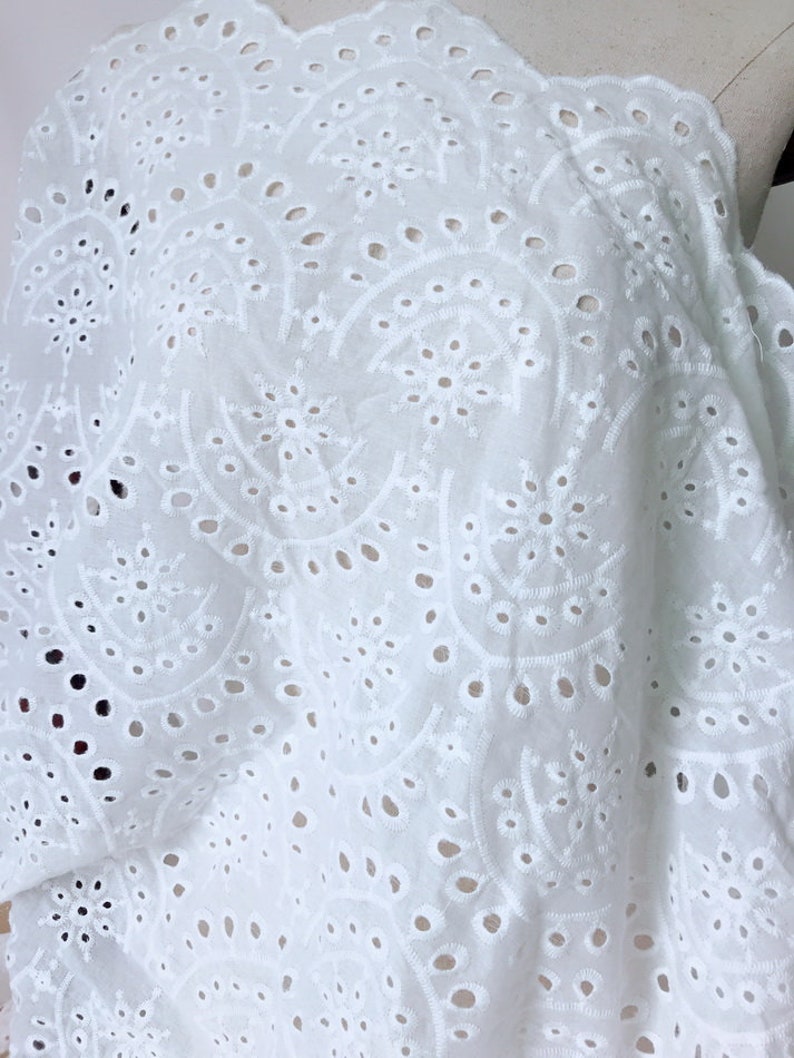 Eyelet Fabric by the Yard 100 Cotton Lace Fabric off White Etsy