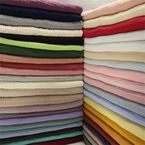 Crinkle Double Gauze Fabric, Premium Quality Muslin Fabric, 100% Cotton Gauze Fabric by the yard, 32 Colors