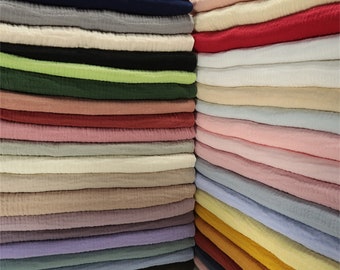 Crinkle Double Gauze Fabric, Premium Quality Muslin Fabric, 100% Cotton Gauze Fabric by the yard, 32 Colors