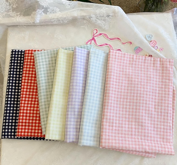cotton gingham dress fabric 1/4" Blue Gingham Fabric