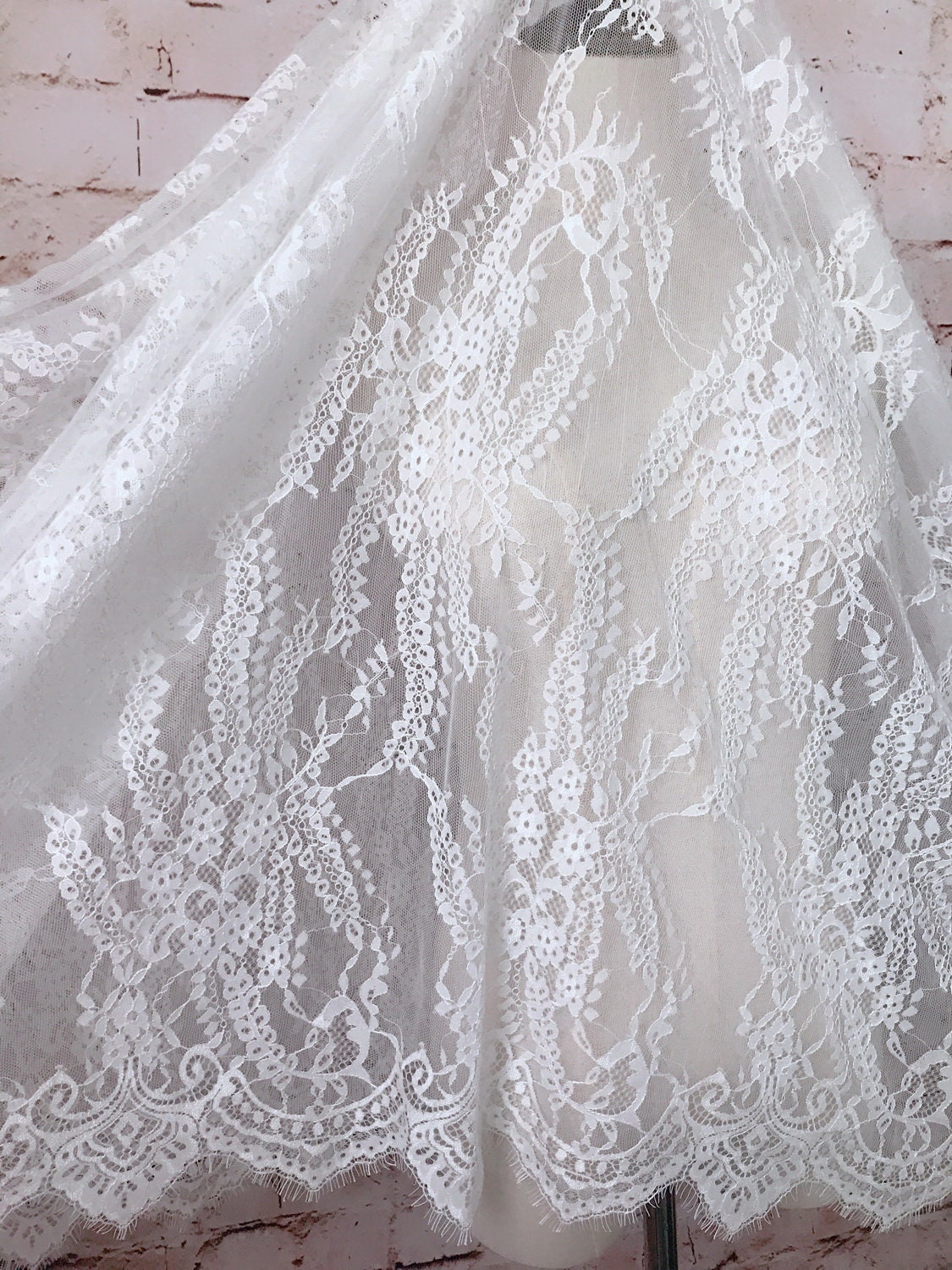 Off-white Chantilly Lace French Lace Fabric for Bridal dress | Etsy