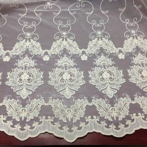 Ivory Vintage Style Lace Fabric Embroidery Floral Wedding Fabric Bridal Dress Lace Fabric By The Yard