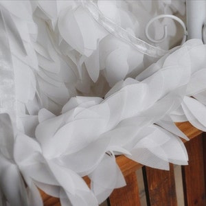 Chiffon Lace Trim White 3D Leaves Chiffon Lace Bridal Straps Wedding Doll Dress 1 Yard