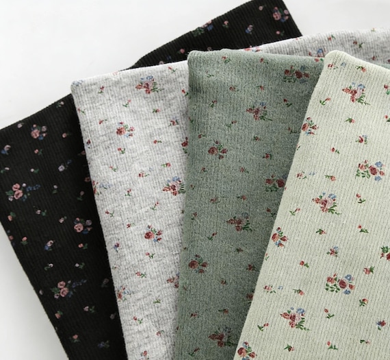 Vintage Floral Cotton Spandex Stretch Ribbing Knit Fabric, Rose Pattern T-shirts and Maxi Dress Fabric, Upholstery Fabric, by the Yard