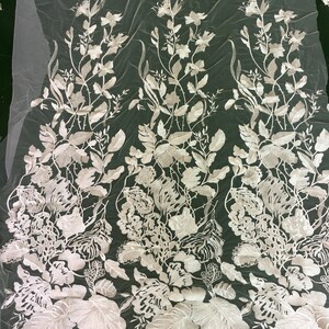 Ivory Leaf Fabric Soft Tulle Lace Fabrics for Bridal Dress - Etsy
