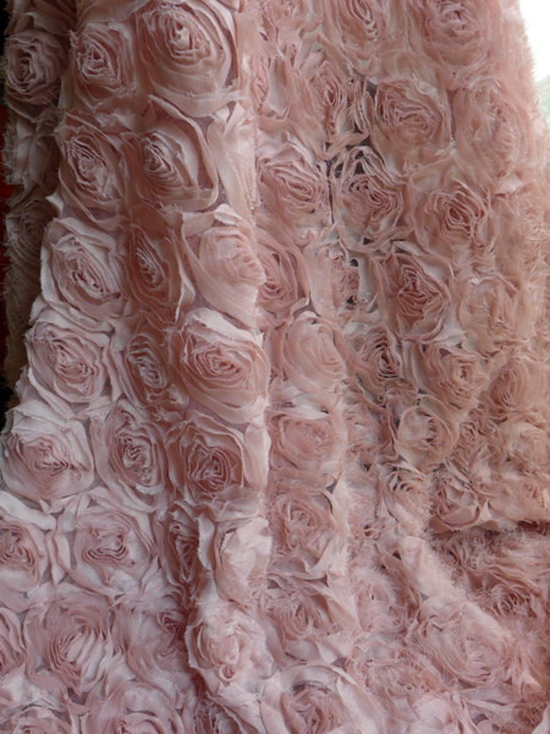 Rosette Trim Fabric Vintage Pink Shabby Chiffon Fabrics for Etsy