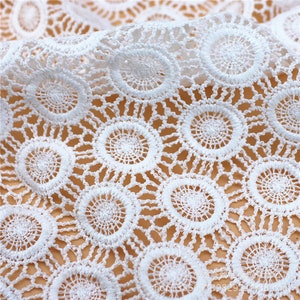 Retro Style Venice Lace Fabric, Off White Circle Pattern Guipure Fabric, Chic Crochet Hollowed Lace Fabric