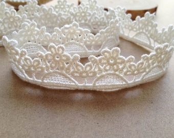 2 yards Cotton Lace Trim White Floral Lace For Gifts, Dolls, Miniature Crafts, Quilts, Decorative