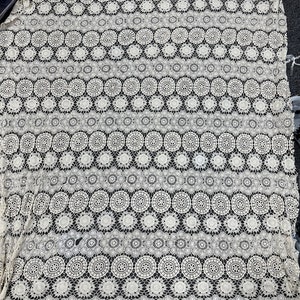 Vintage Beige Cotton Lace Fabric, Crochet Style Circle Fabric, Cotton ...