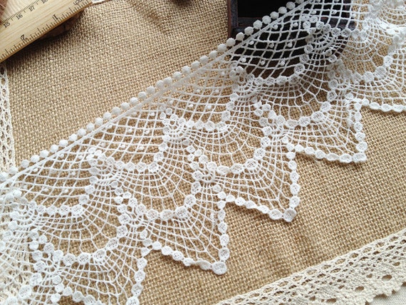Cotton Lace Trim Vintage Crochet Lace off White Hollowed Out Lace Trim 4.52  Inches Wide 1 Yard -  Canada