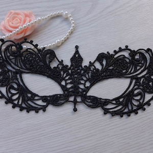Beautiful Crown Mask, Black Lace Mask, Masquerade Ball Mask, Black Masquerade Mask
