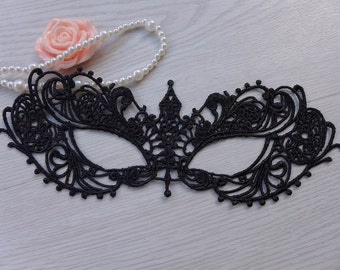 Beautiful Crown Mask, Black Lace Mask, Masquerade Ball Mask, Black Masquerade Mask