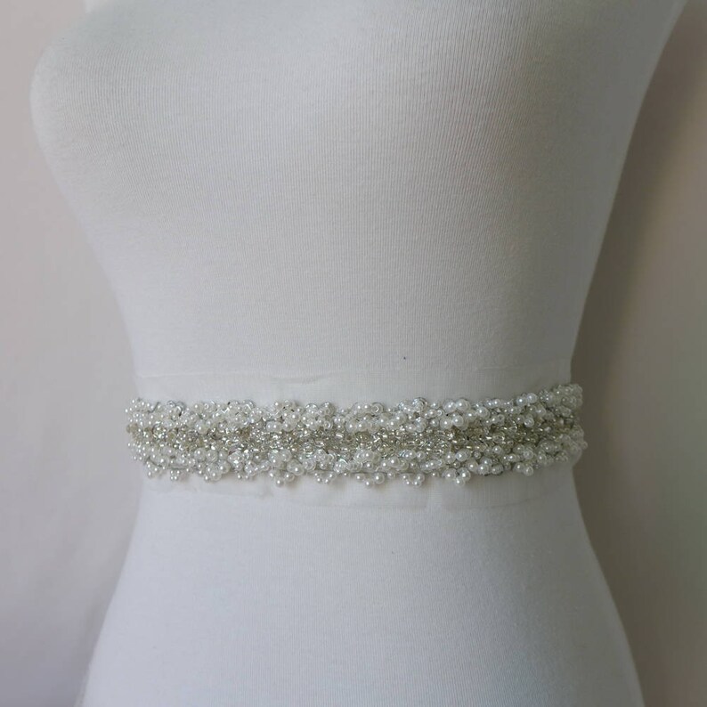 Ivory Pearls Trim and Silver Sequins Beaded Lace Trim for | Etsy